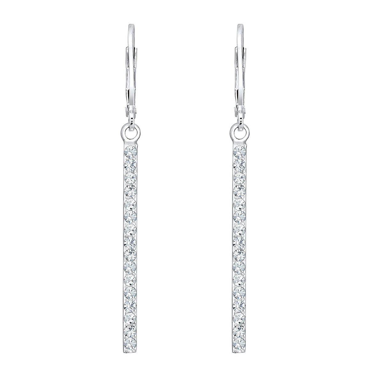Silber - Elli | Ohrhänger Geo | Mit Kristallen von Swarovski® (Weiß) | 925er Sterling Silber