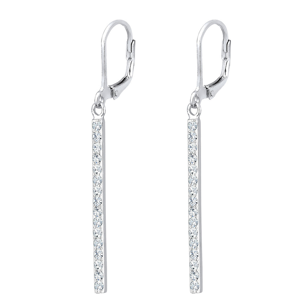 Silber - Elli | Ohrhänger Geo | Mit Kristallen von Swarovski® (Weiß) | 925er Sterling Silber