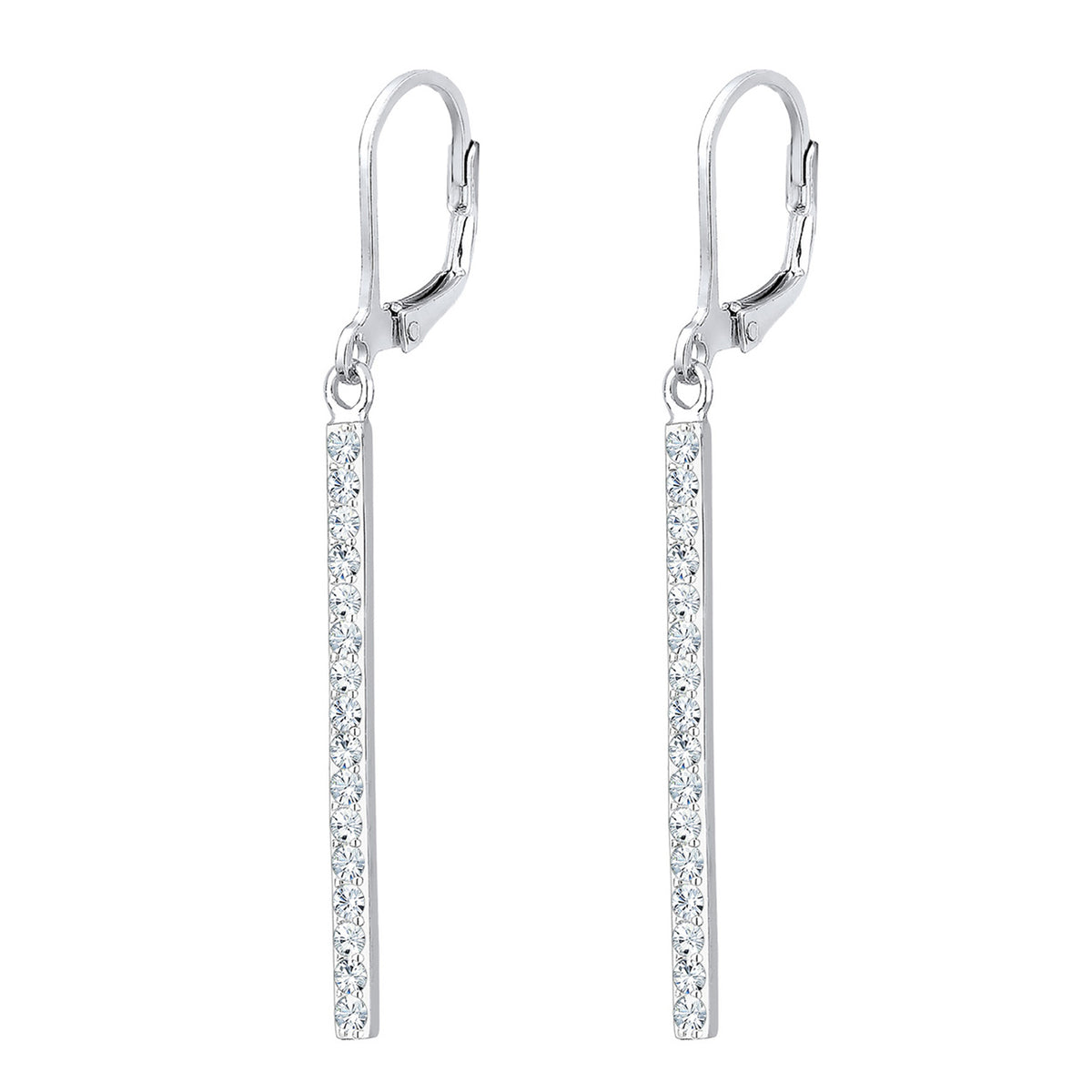 Silber - Elli | Ohrhänger Geo | Mit Kristallen von Swarovski® (Weiß) | 925er Sterling Silber