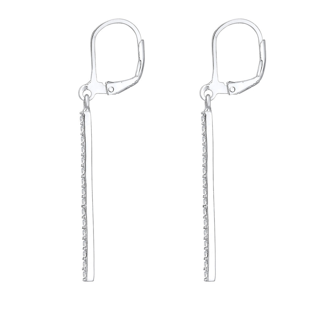 Silber - Elli | Ohrhänger Geo | Mit Kristallen von Swarovski® (Weiß) | 925er Sterling Silber