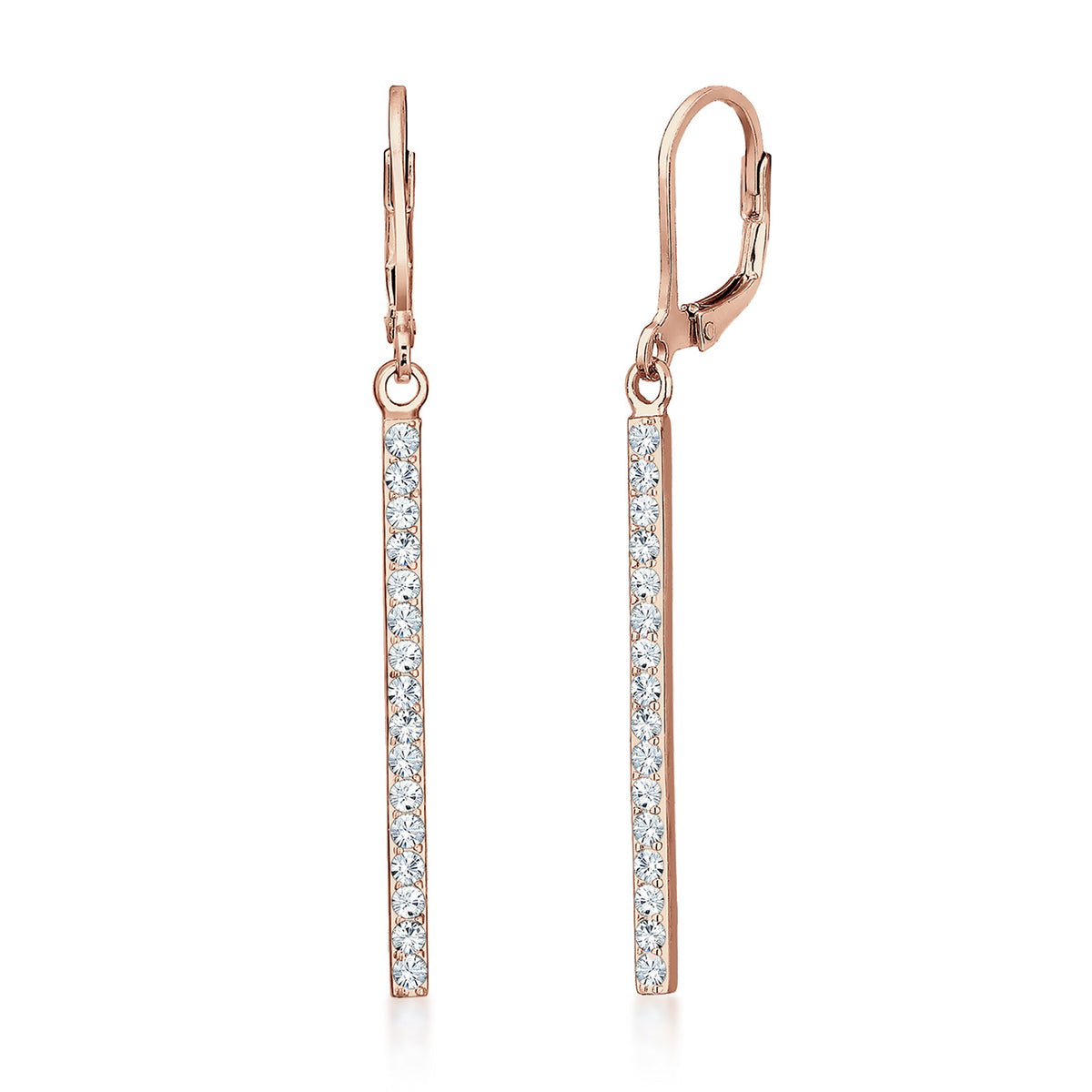 Roségold - Elli | Ohrhänger Geo | Mit Kristallen von Swarovski® (Weiß) | 925 Sterling Silber Rosegold