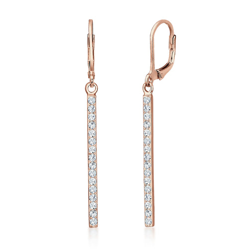 Roségold - Elli | Ohrhänger Geo | Mit Kristallen von Swarovski® (Weiß) | 925 Sterling Silber Rosegold