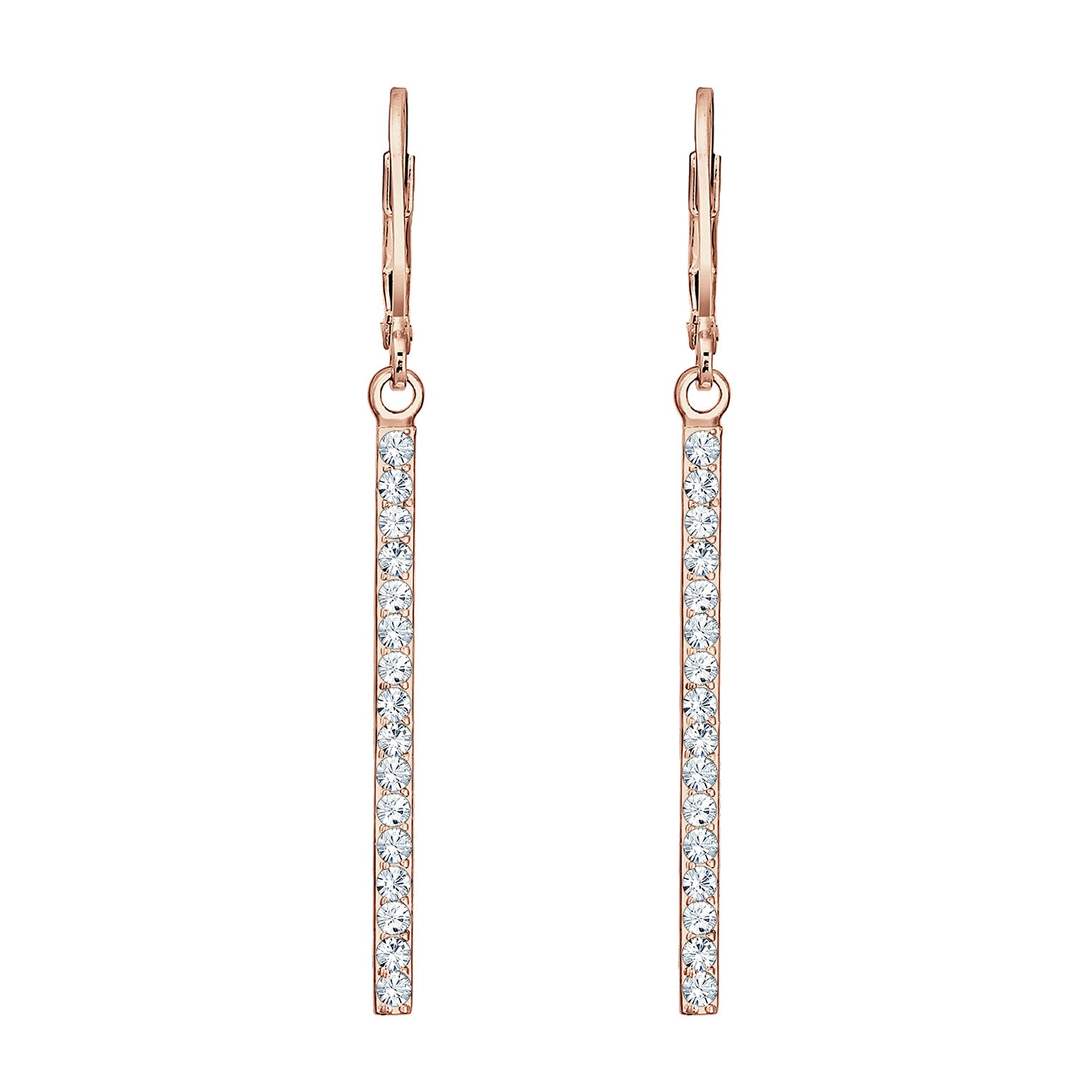 Roségold - Elli | Ohrhänger Geo | Mit Kristallen von Swarovski® (Weiß) | 925 Sterling Silber Rosegold