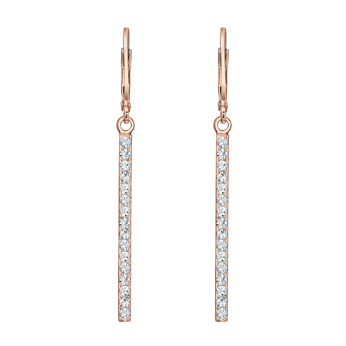 Roségold - Elli | Ohrhänger Geo | Mit Kristallen von Swarovski® (Weiß) | 925 Sterling Silber Rosegold