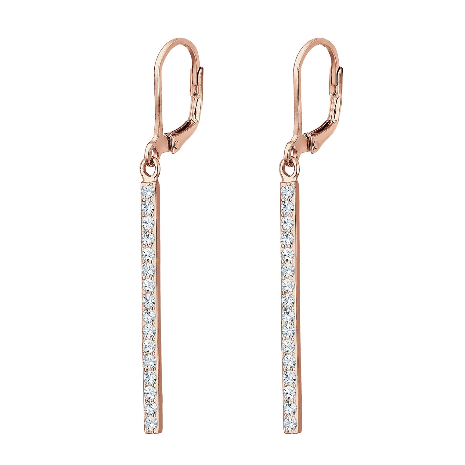 Roségold - Elli | Ohrhänger Geo | Mit Kristallen von Swarovski® (Weiß) | 925 Sterling Silber Rosegold