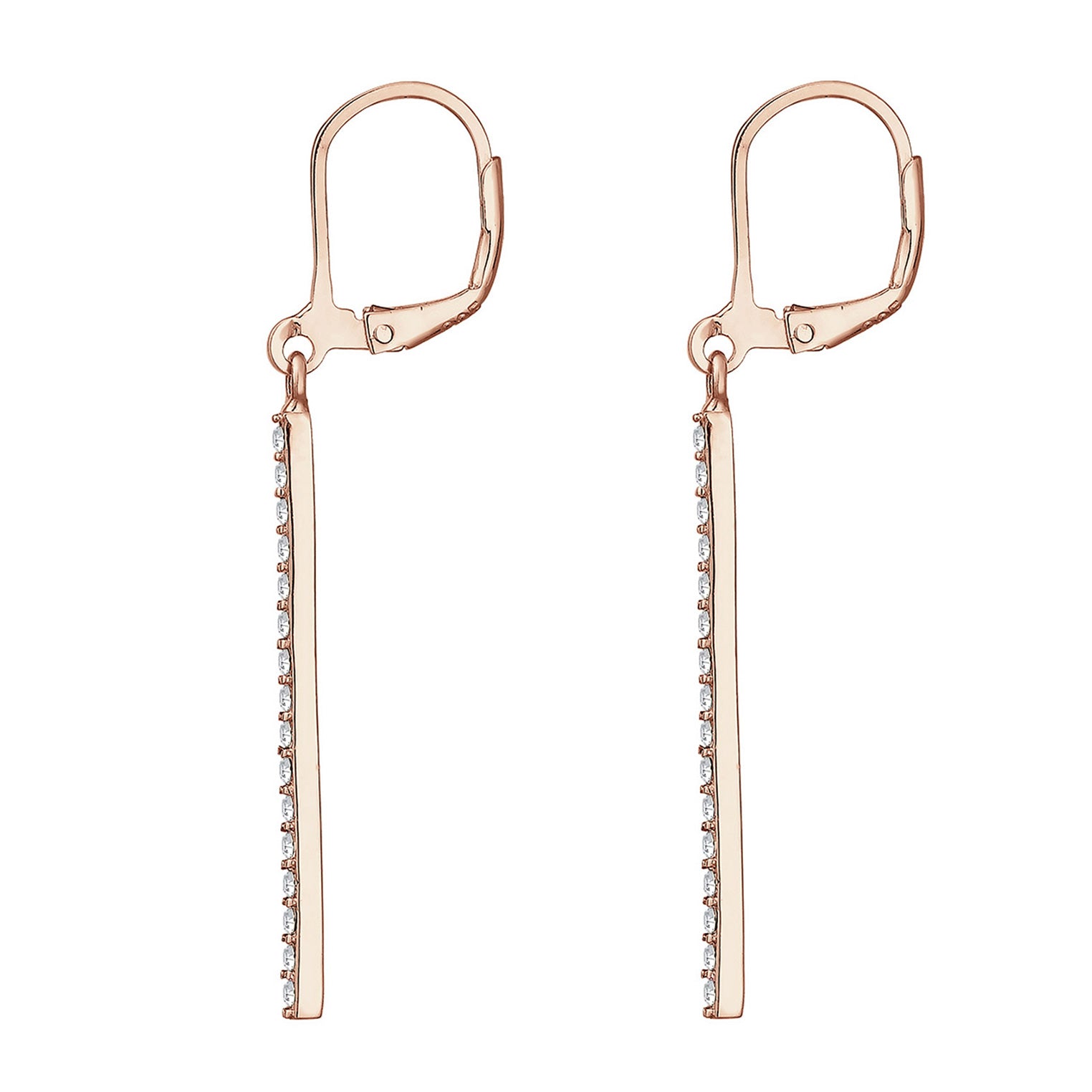 Roségold - Elli | Ohrhänger Geo | Mit Kristallen von Swarovski® (Weiß) | 925 Sterling Silber Rosegold