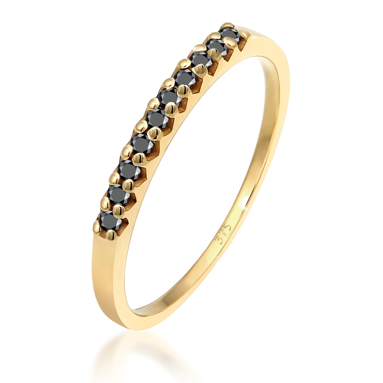 Gold - Elli DIAMONDS | Ring | Diamant ( Schwarz, 0,15 ct ) | 375 Gelbgold
