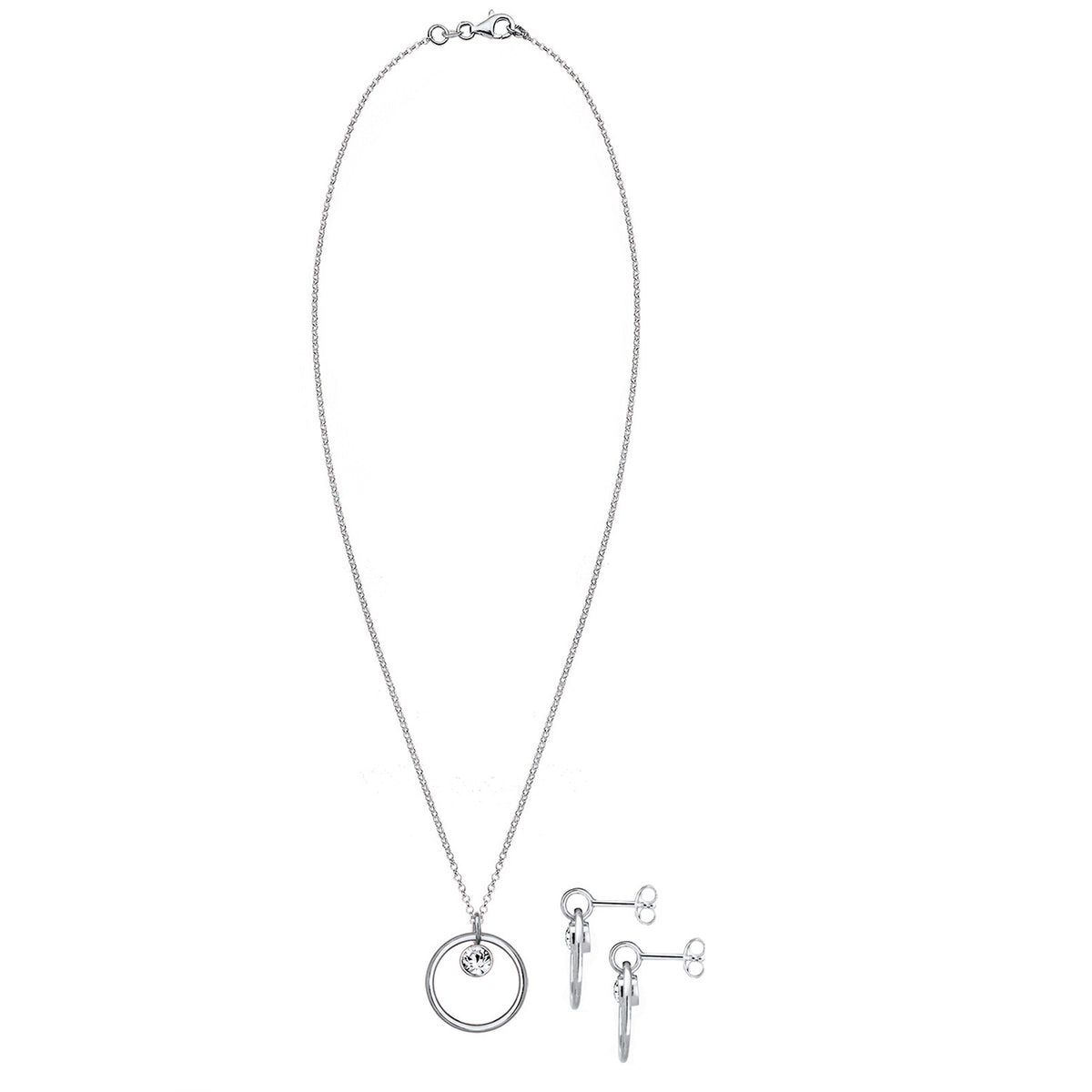 Silber - Elli | Schmuckset  Geo | Kristall ( Weiß ) | 925er Sterling Silber