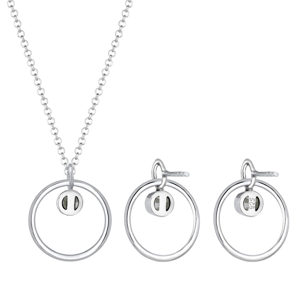 Silber - Elli | Schmuckset  Geo | Kristall ( Weiß ) | 925er Sterling Silber
