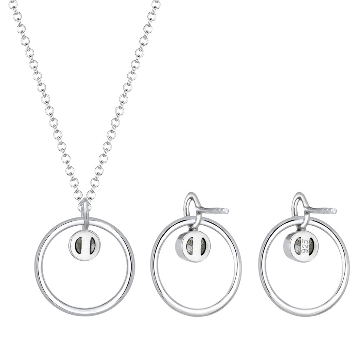 Silber - Elli | Schmuckset  Geo | Kristall ( Weiß ) | 925er Sterling Silber