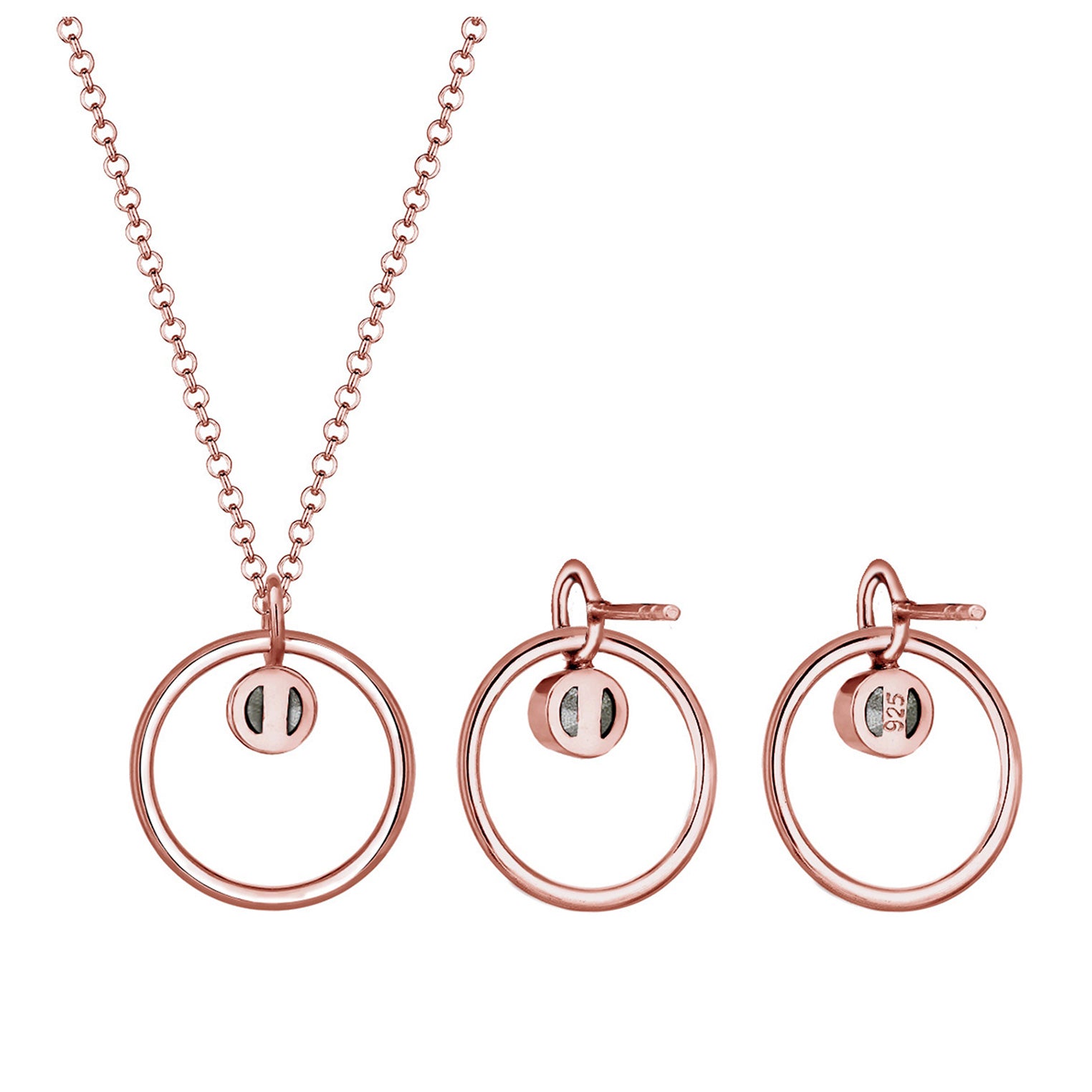 Roségold - Elli | Schmuckset  Geo | Kristall ( Weiß ) | 925 Sterling Silber Rosegold