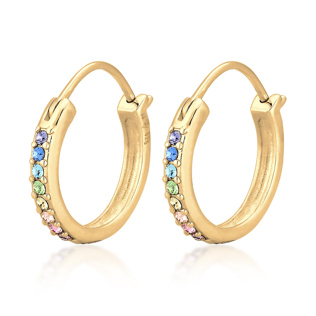 Gold - Elli | Creole | Kristall ( Rosa ) | 925 Sterling Silber vergoldet