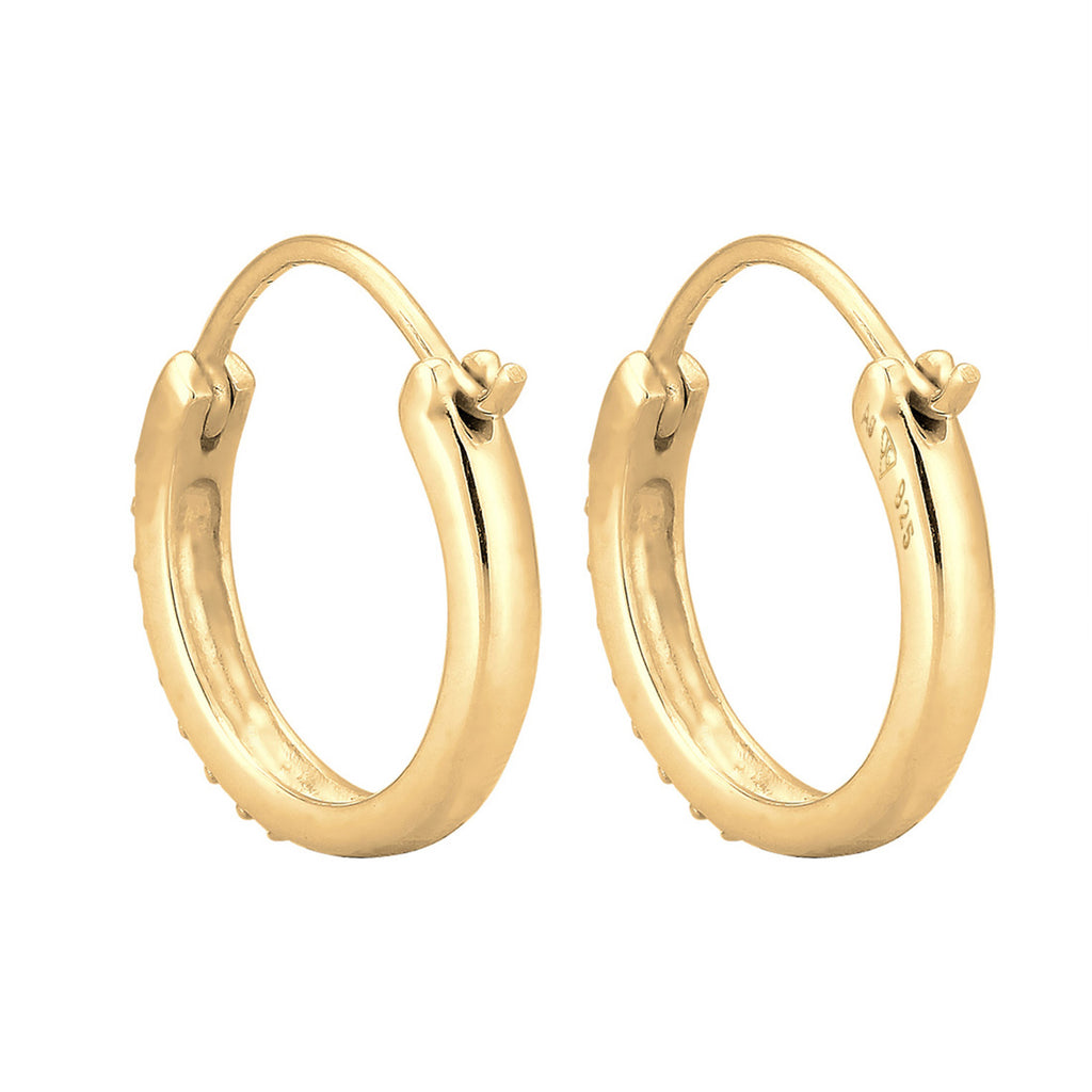 Gold - Elli | Creole | Kristall ( Rosa ) | 925 Sterling Silber vergoldet