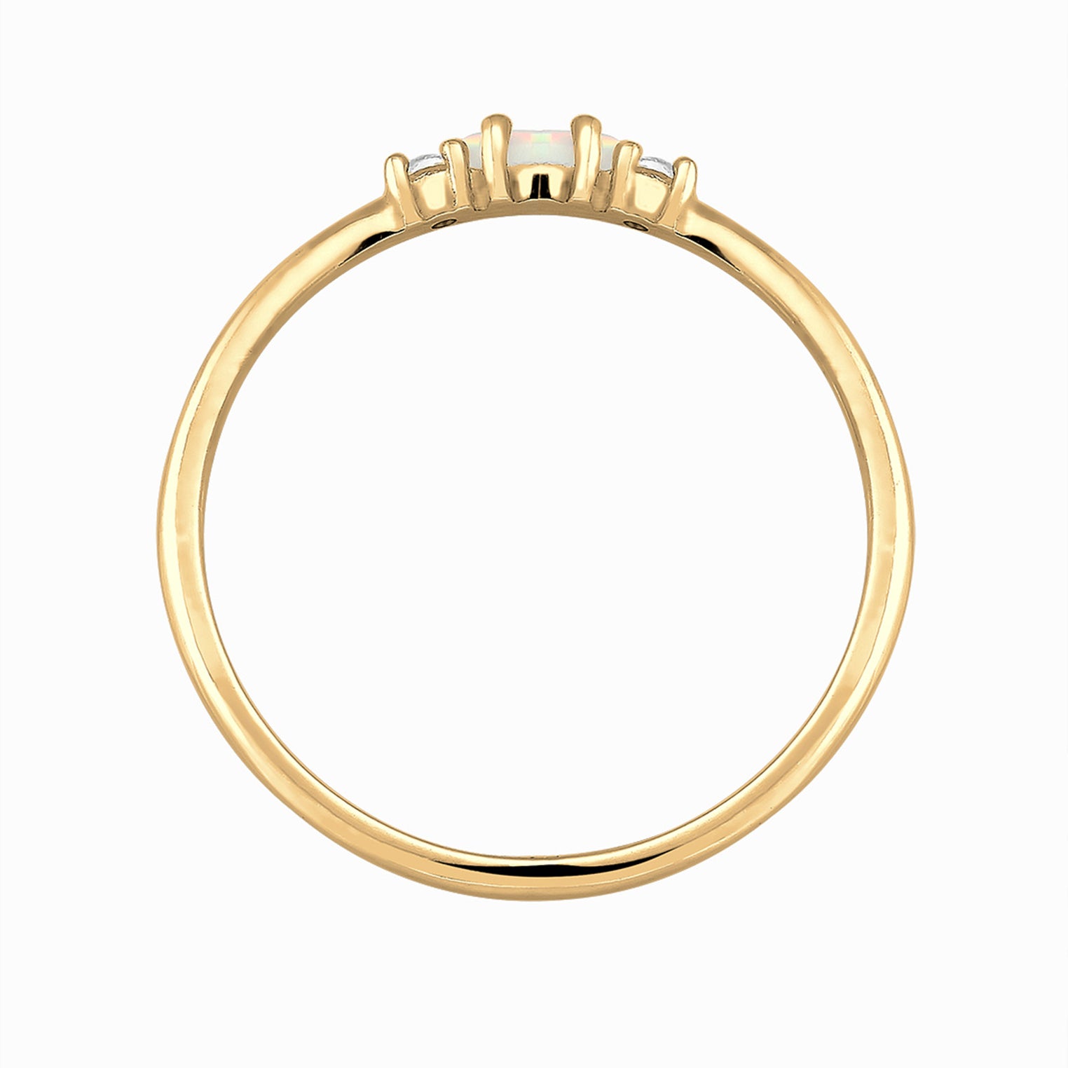 Gold - Elli | Ring Vintage | Opal & Zirkonia (Weiß) | 925 Sterling Silber vergoldet