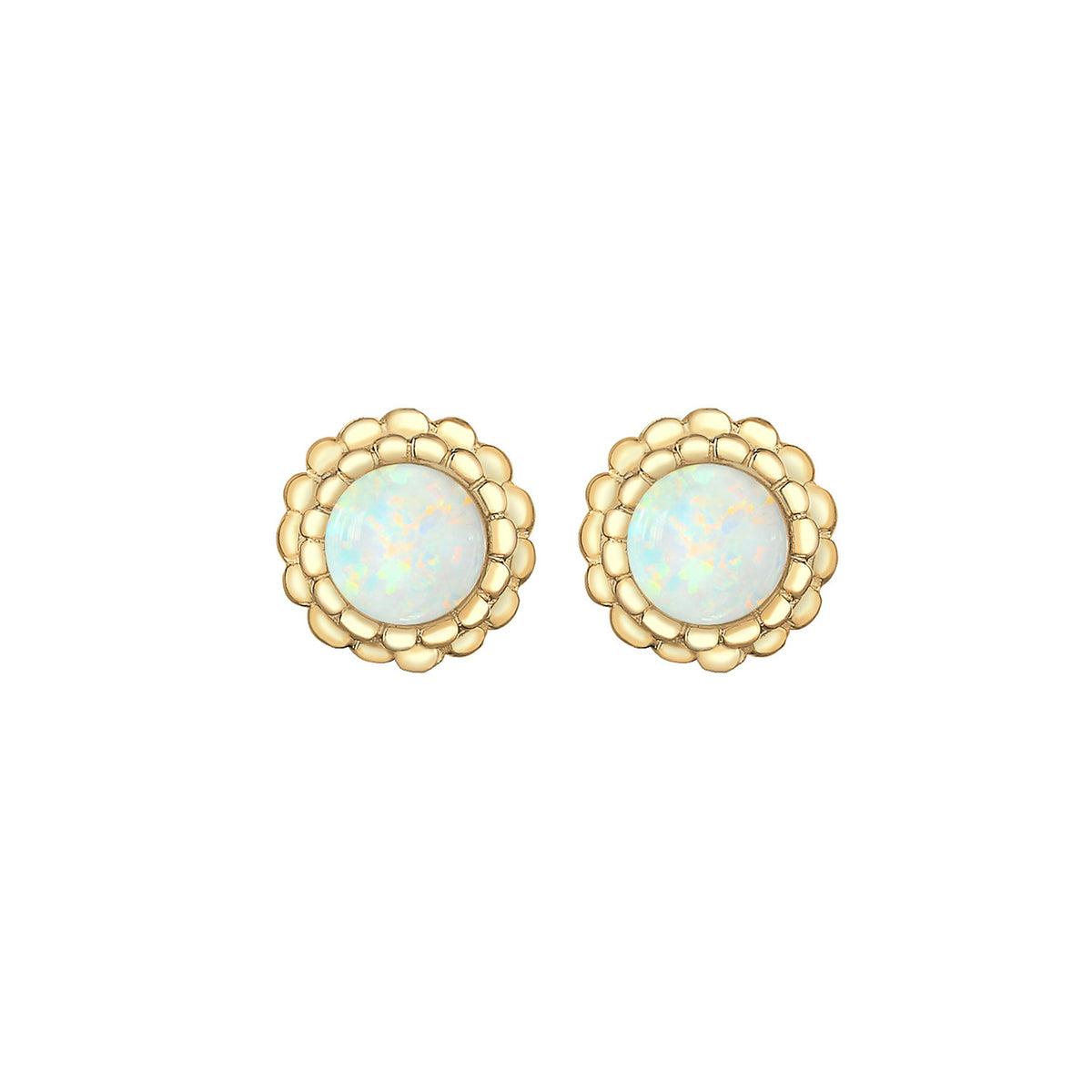 Gold - Elli | Ohrstecker Blume | Opal ( Weiß ) | 925 Sterling Silber vergoldet