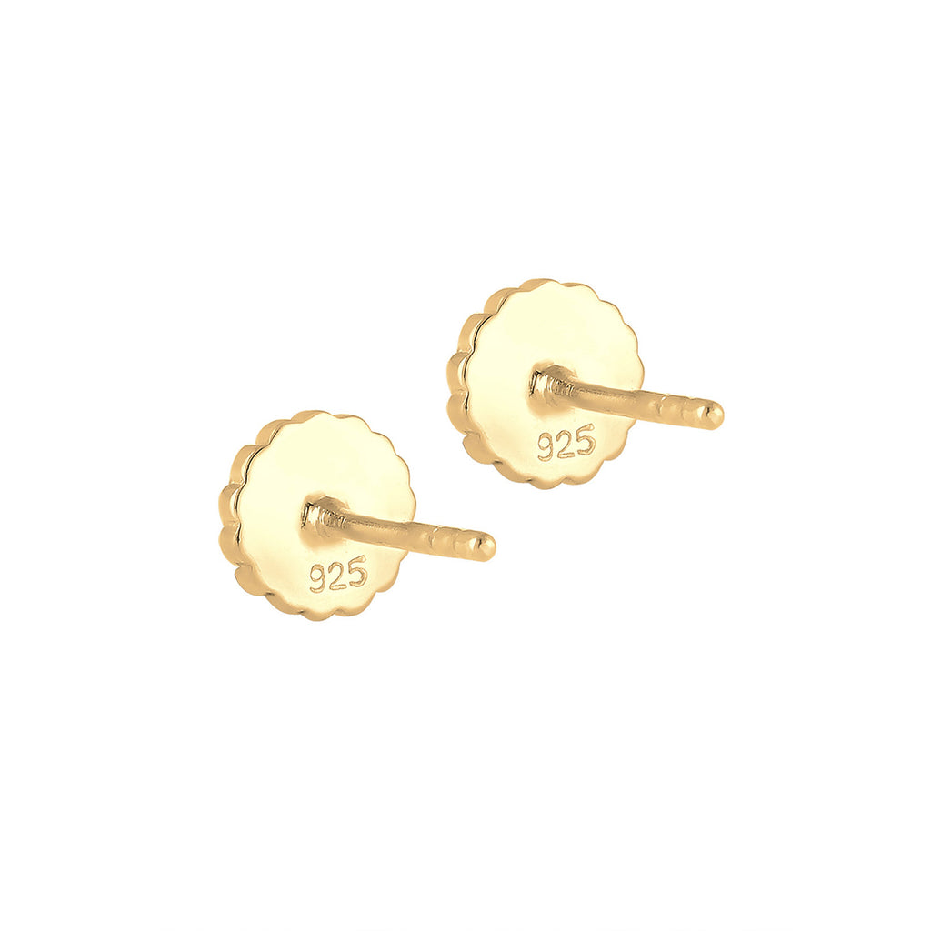Gold - Elli | Ohrstecker Blume | Opal ( Weiß ) | 925 Sterling Silber vergoldet