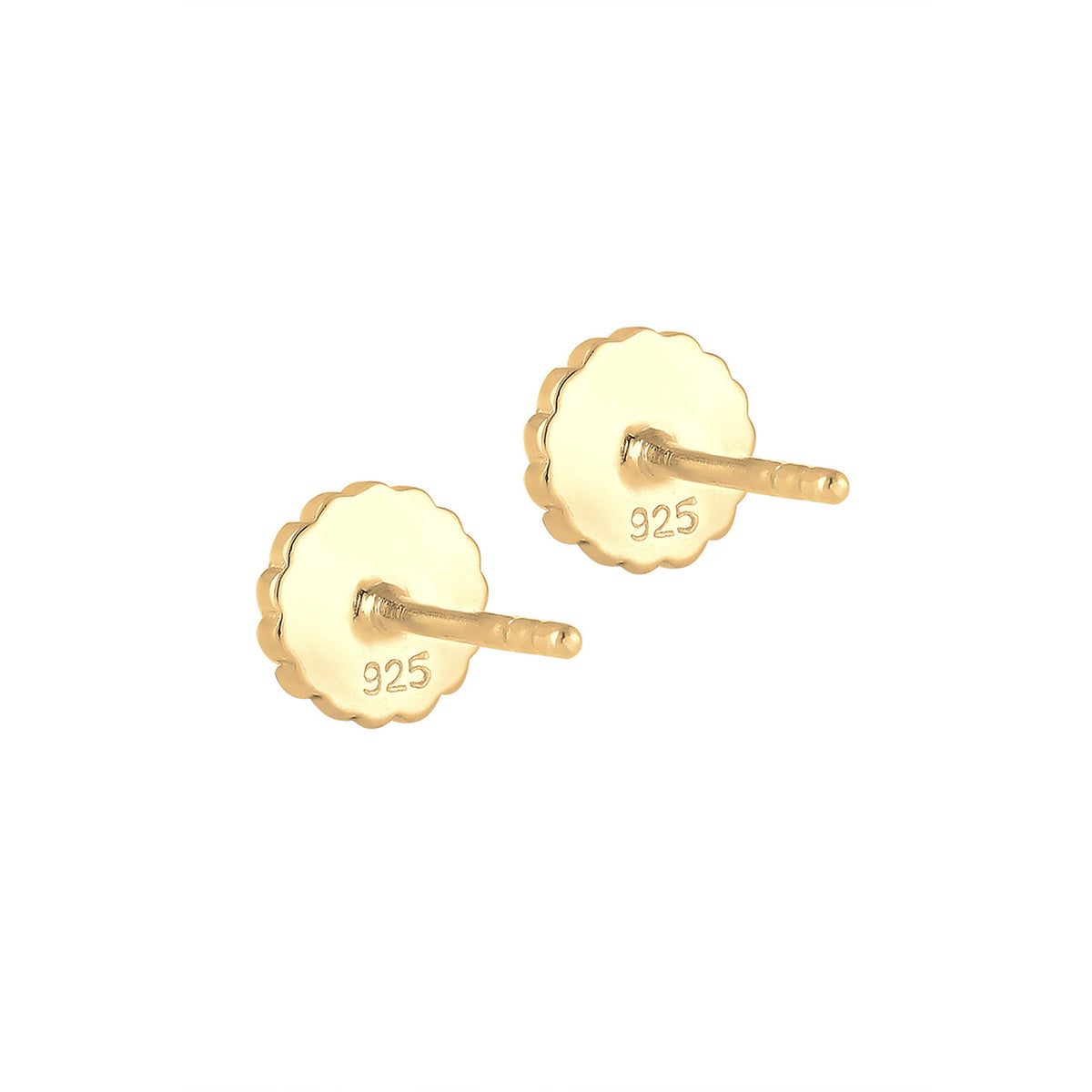 Gold - Elli | Ohrstecker Blume | Opal ( Weiß ) | 925 Sterling Silber vergoldet