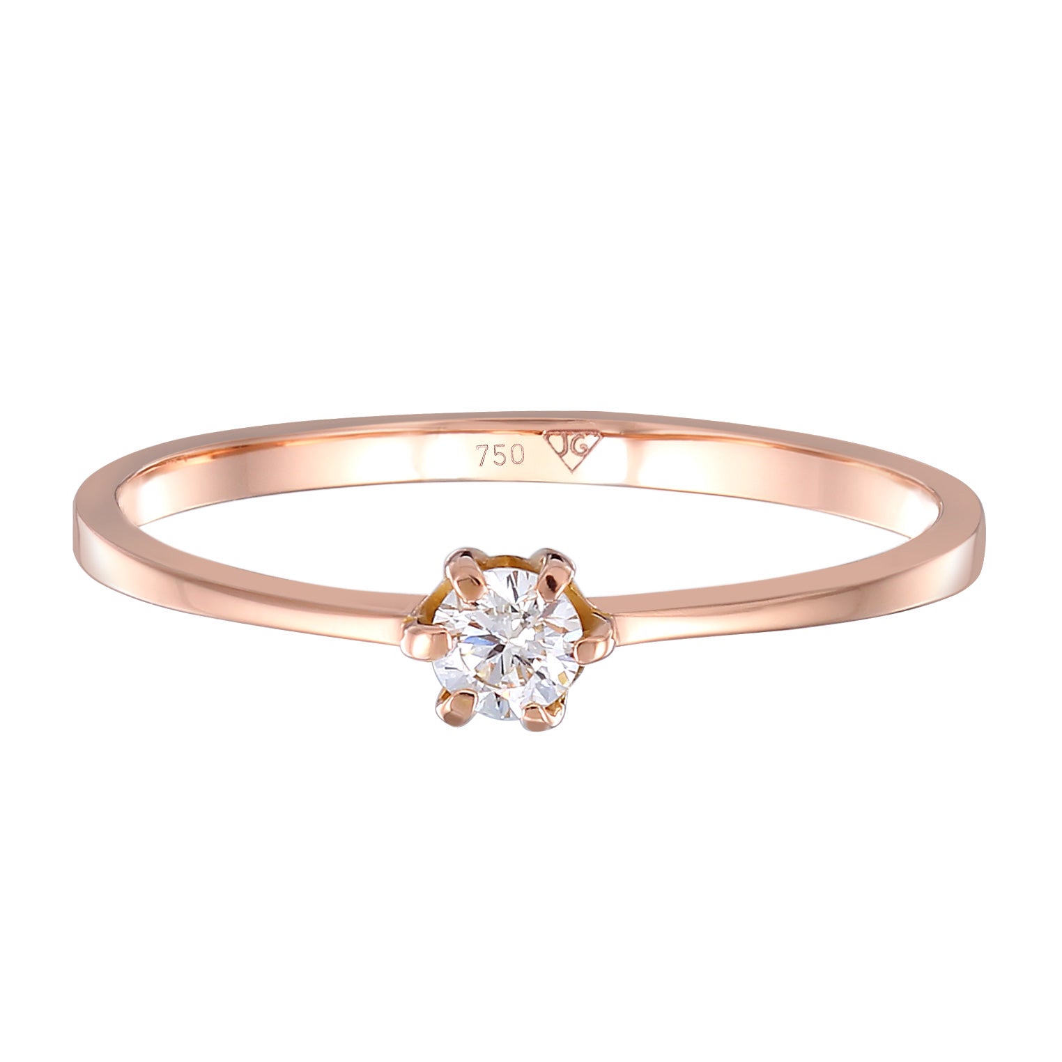 Roségold - Elli DIAMONDS | Solitär-Ring | Diamant ( Weiß, 0,11 ct ) | 750 Roségold