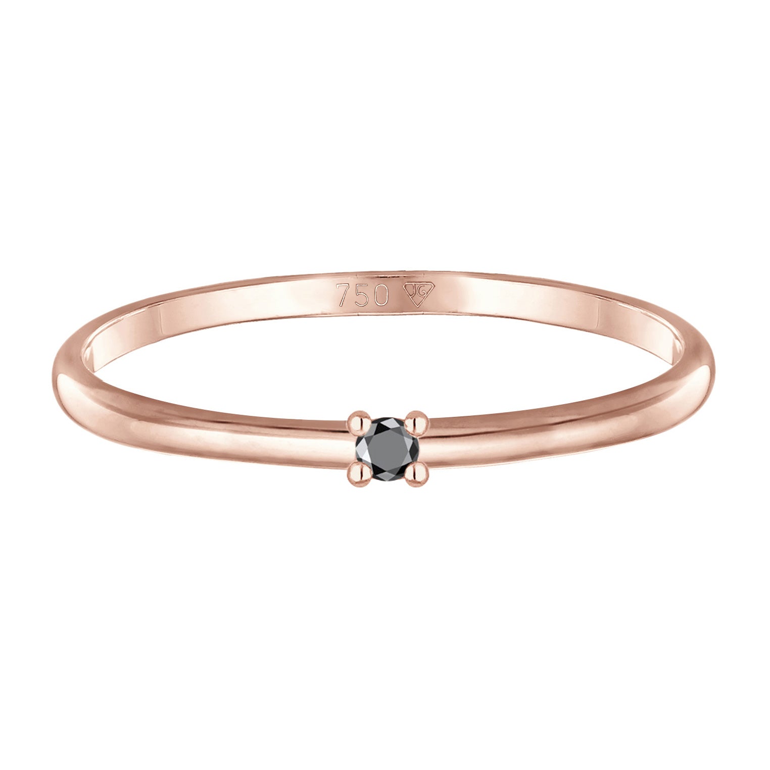 Roségold - Elli DIAMONDS | Ring | Diamant ( Schwarz, 0,015 ct ) | 750 Roségold