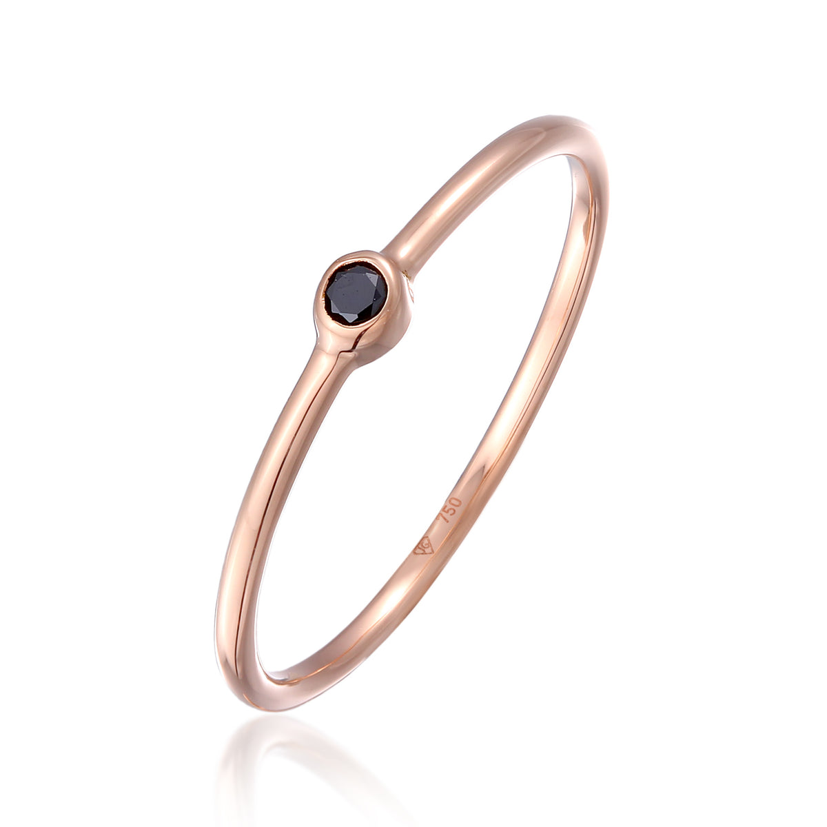 Roségold - Elli DIAMONDS | Ring | Diamant ( Schwarz, 0,03 ct ) | 750 Roségold