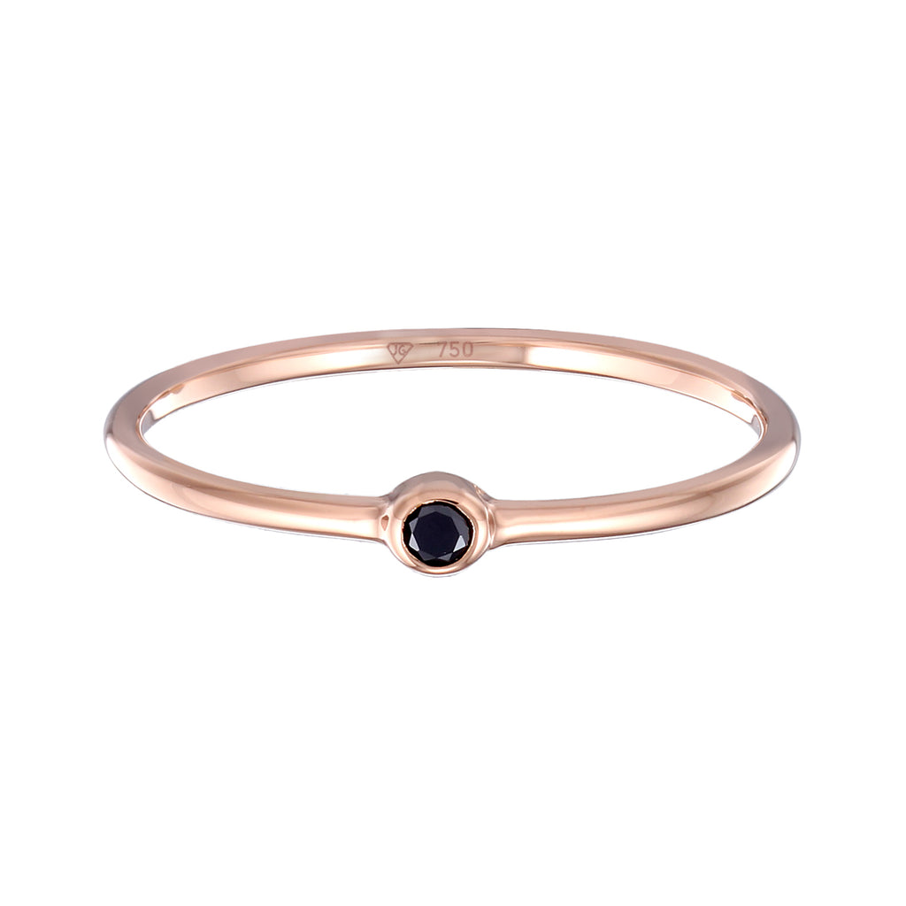 Roségold - Elli DIAMONDS | Ring | Diamant ( Schwarz, 0,03 ct ) | 750 Roségold