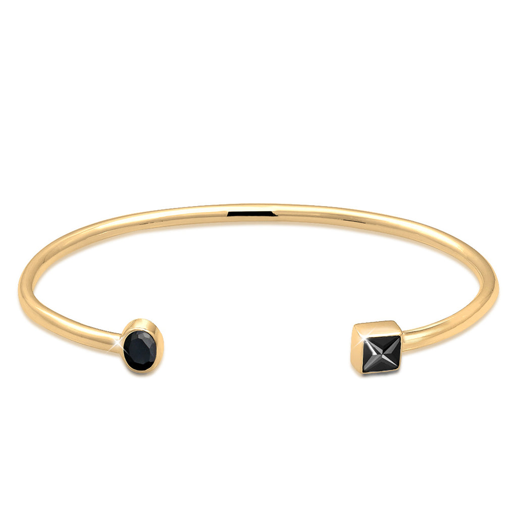 Gold - Elli | Armreif | Zirkonia ( Schwarz ) | 925 Sterling Silber vergoldet