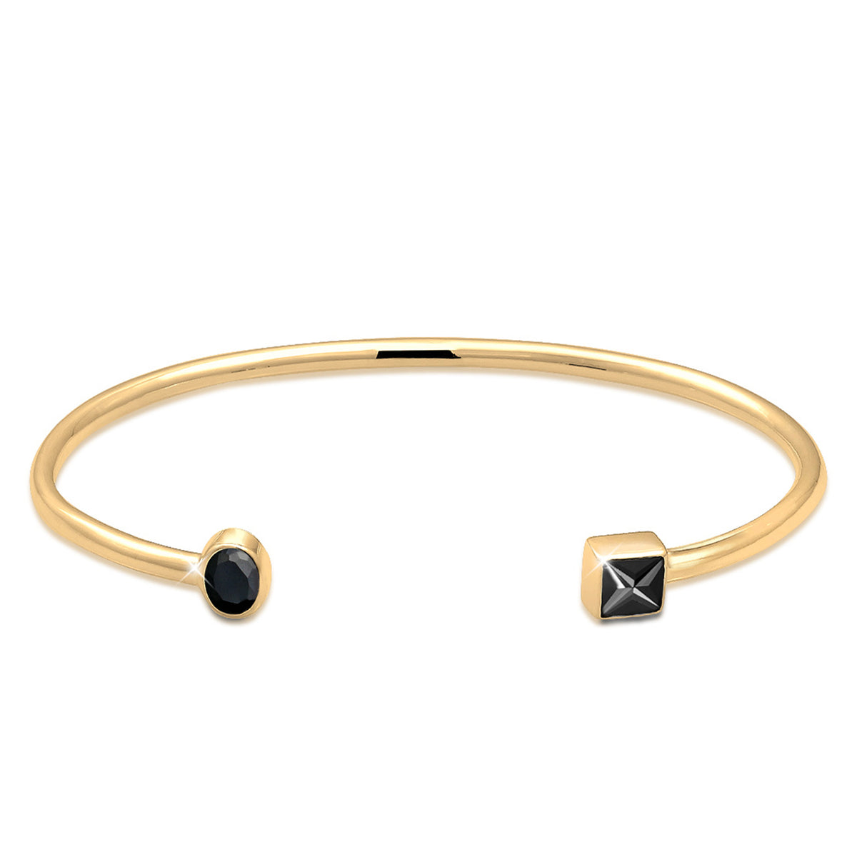Gold - Elli | Armreif | Zirkonia ( Schwarz ) | 925 Sterling Silber vergoldet
