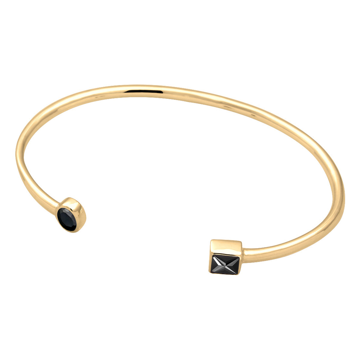 Gold - Elli | Armreif | Zirkonia ( Schwarz ) | 925 Sterling Silber vergoldet