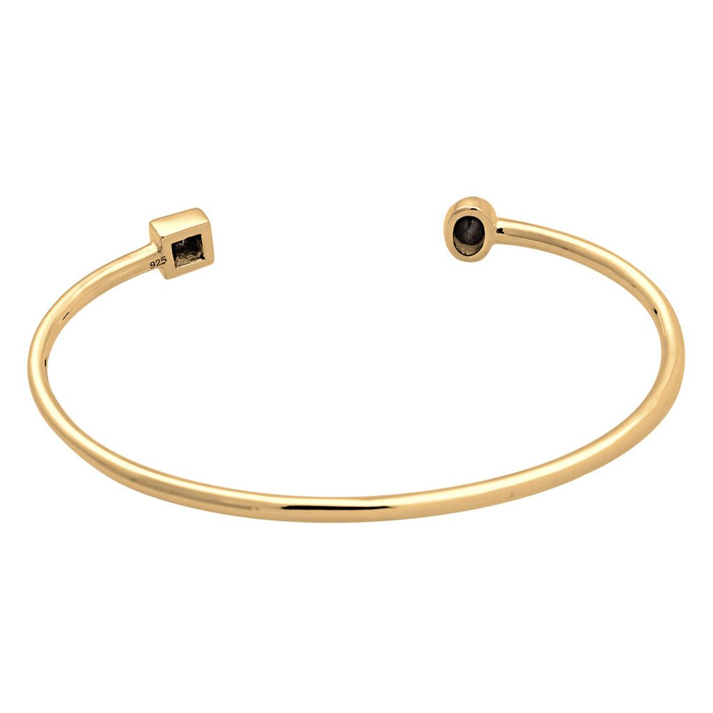 Gold - Elli | Armreif | Zirkonia ( Schwarz ) | 925 Sterling Silber vergoldet