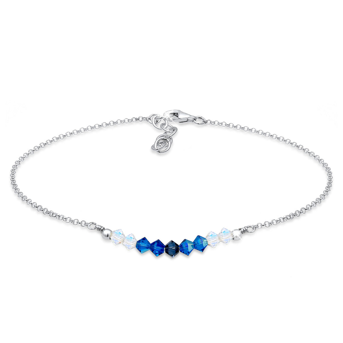 Blau - Elli | Fußkettchen Kugel | Kristall ( Blau ) | 925er Sterling Silber