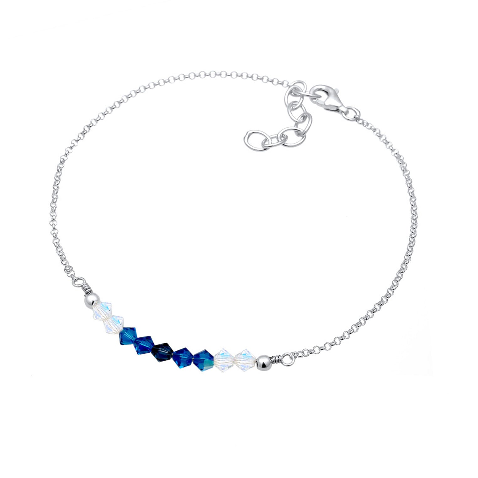 Blau - Elli | Fußkettchen Kugel | Kristall ( Blau ) | 925er Sterling Silber