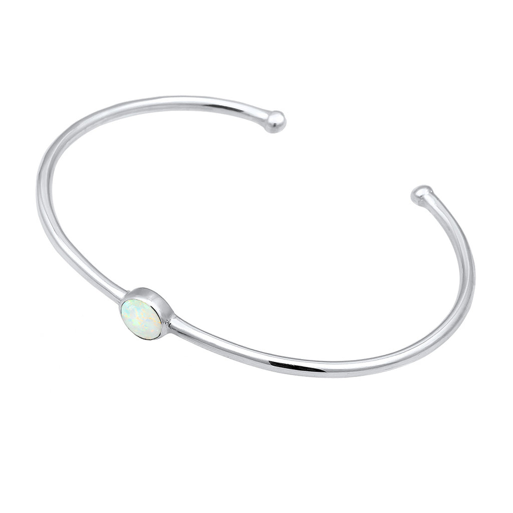 Silber - Elli | Armreif | Opal ( Weiß ) | 925er Sterling Silber