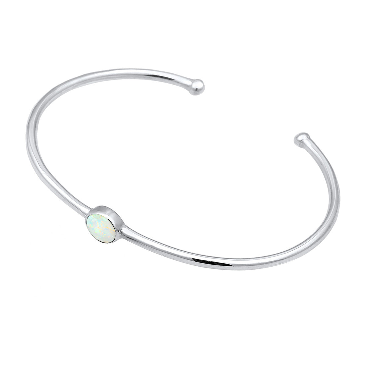 Silber - Elli | Armreif | Opal ( Weiß ) | 925er Sterling Silber