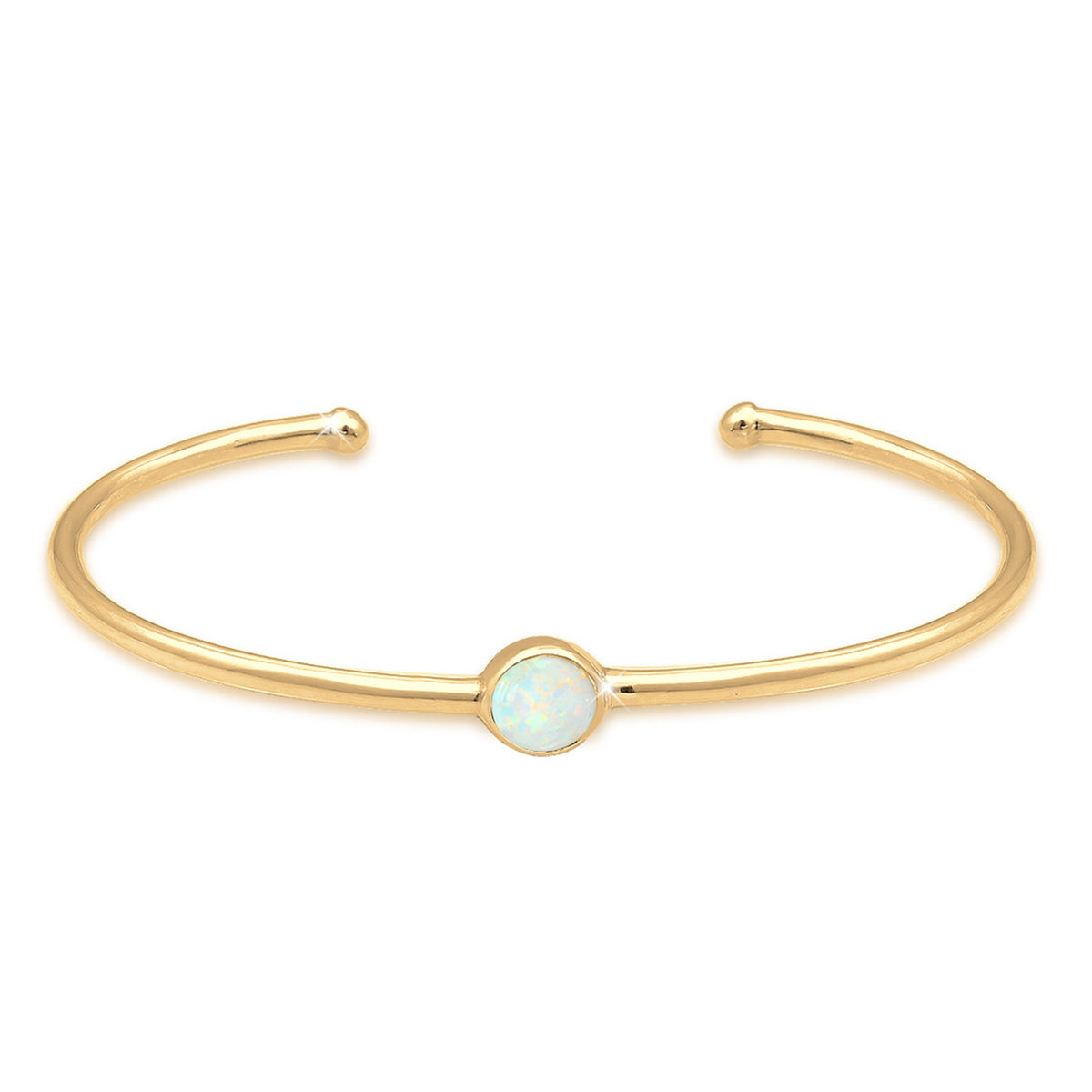 Gold - Elli | Armreif | Opal ( Weiß ) | 925 Sterling Silber vergoldet