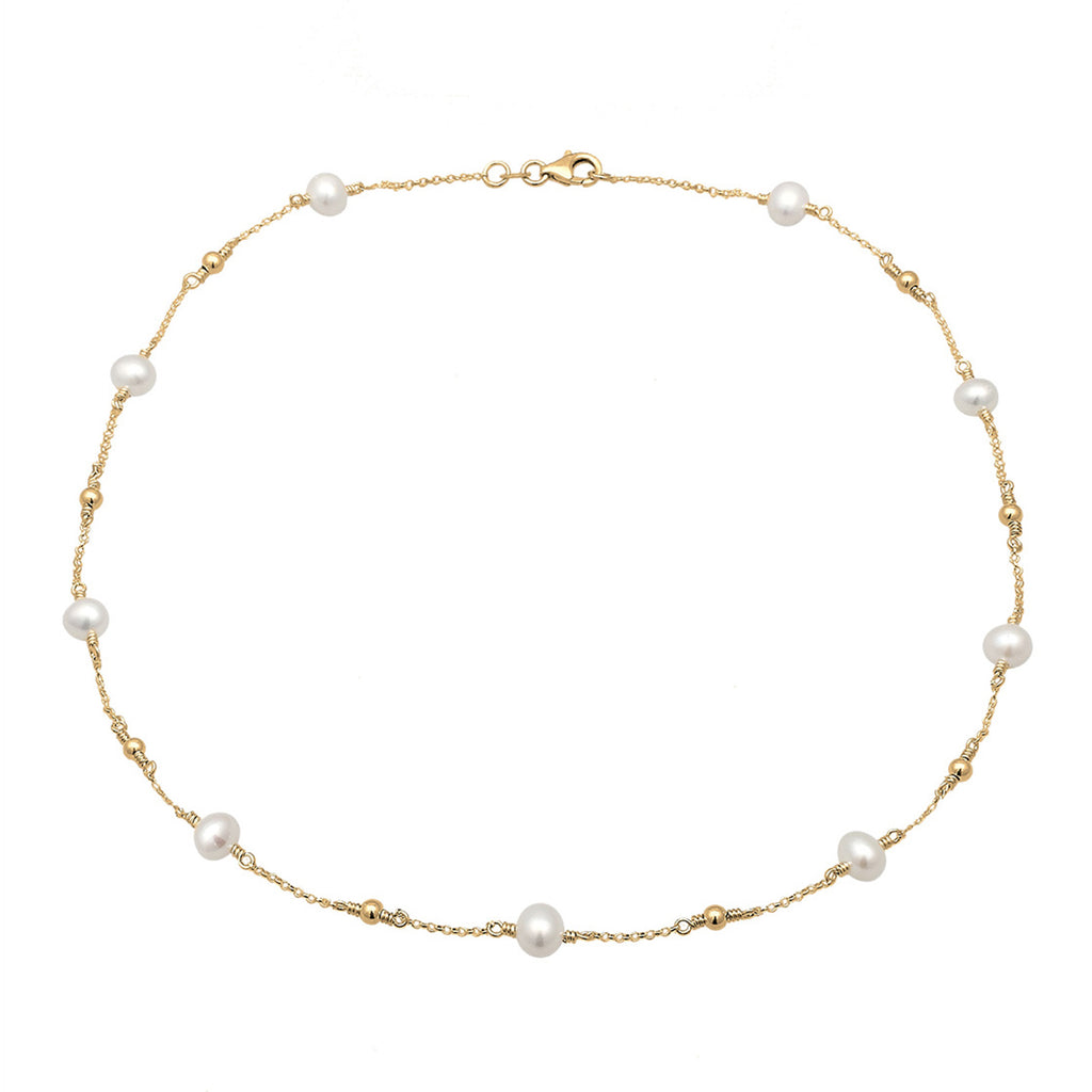 Gold - Elli | Halskette Kugel | Süßwasserperle | 925 Sterling Silber vergoldet