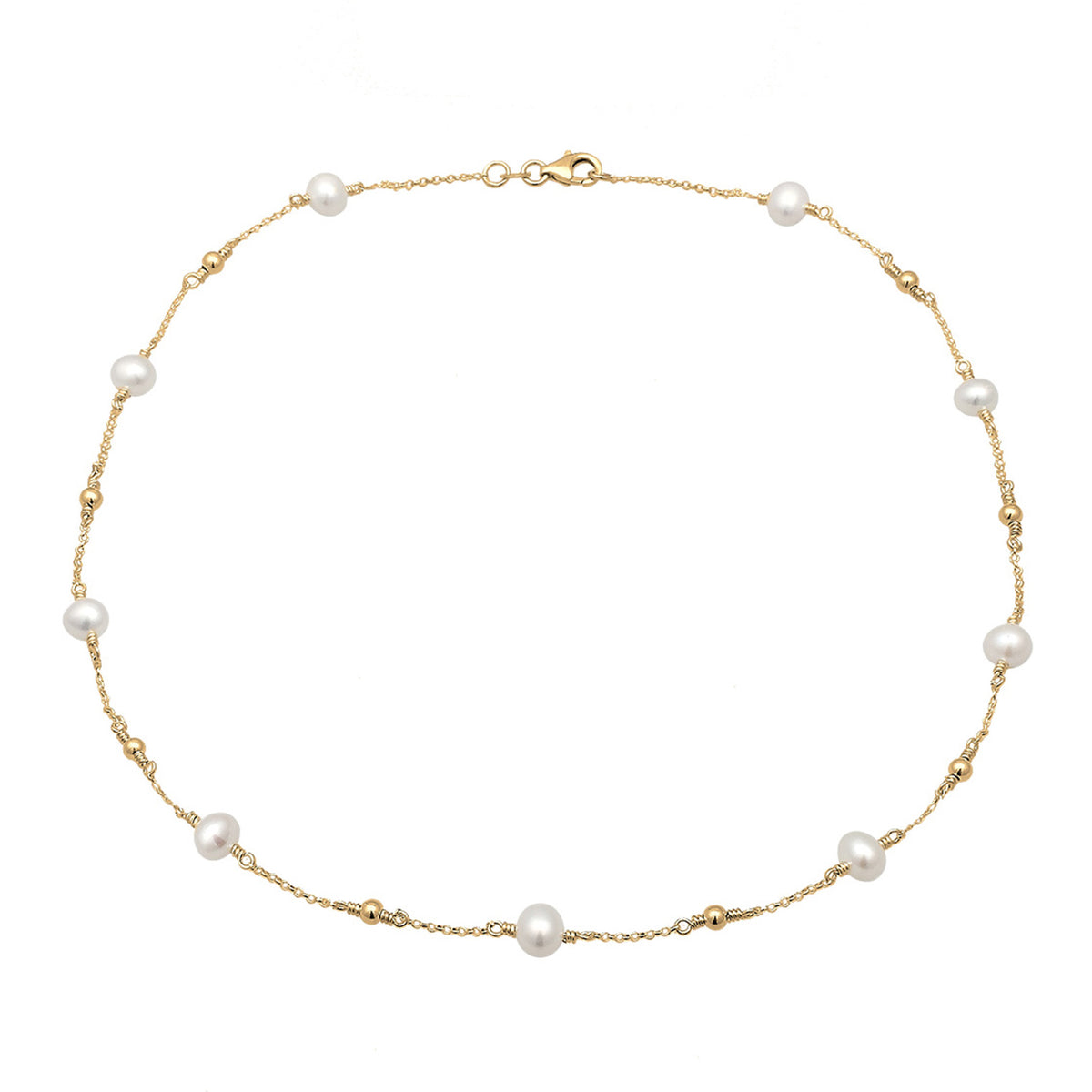 Gold - Elli | Halskette Kugel | Süßwasserperle | 925 Sterling Silber vergoldet