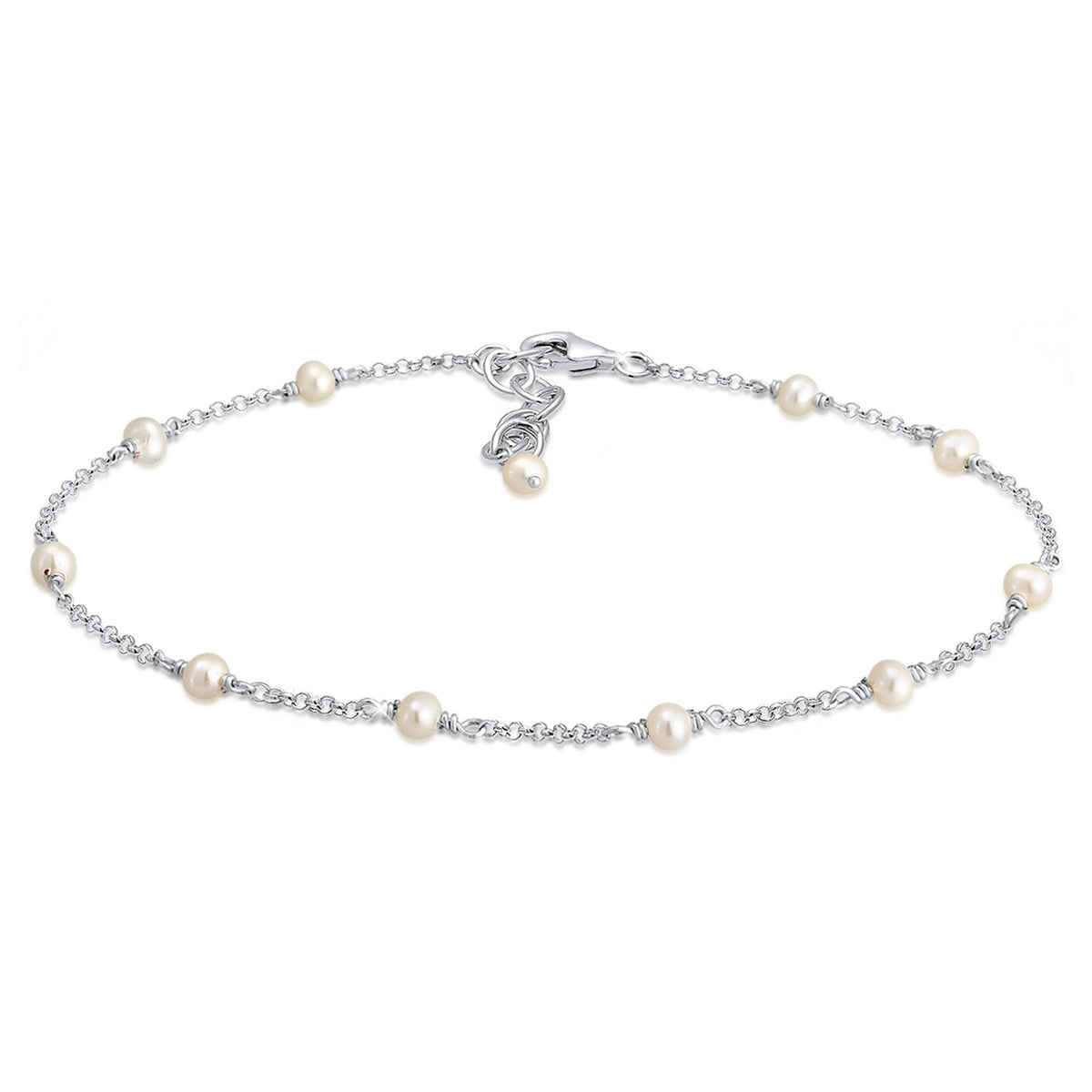 Silber - Elli | Fußkettchen | Süßwasserperle | 925er Sterling Silber