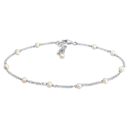 Silber - Elli | Fußkettchen | Süßwasserperle | 925er Sterling Silber
