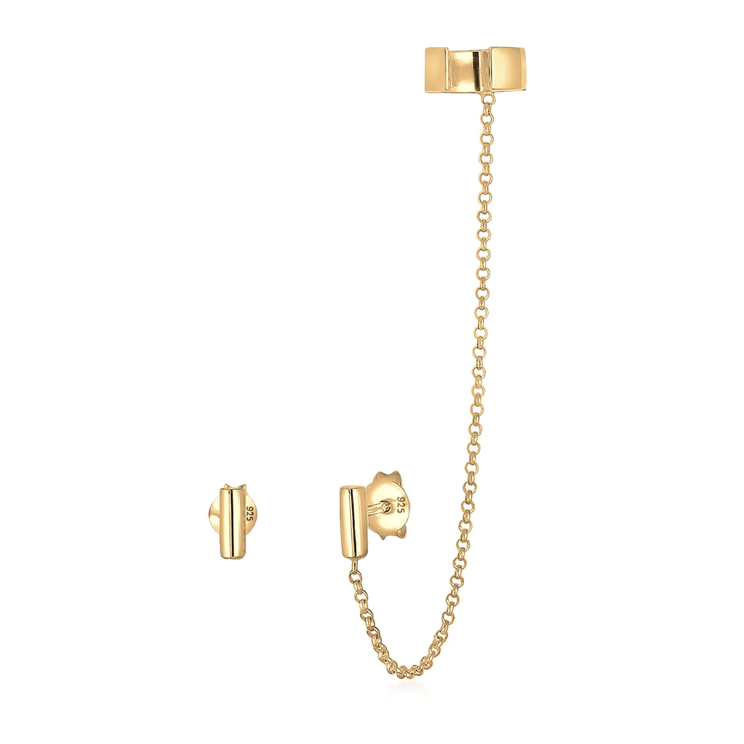 Gold - Elli | Ohrstecker Ear Chain | 925 Sterling Silber vergoldet