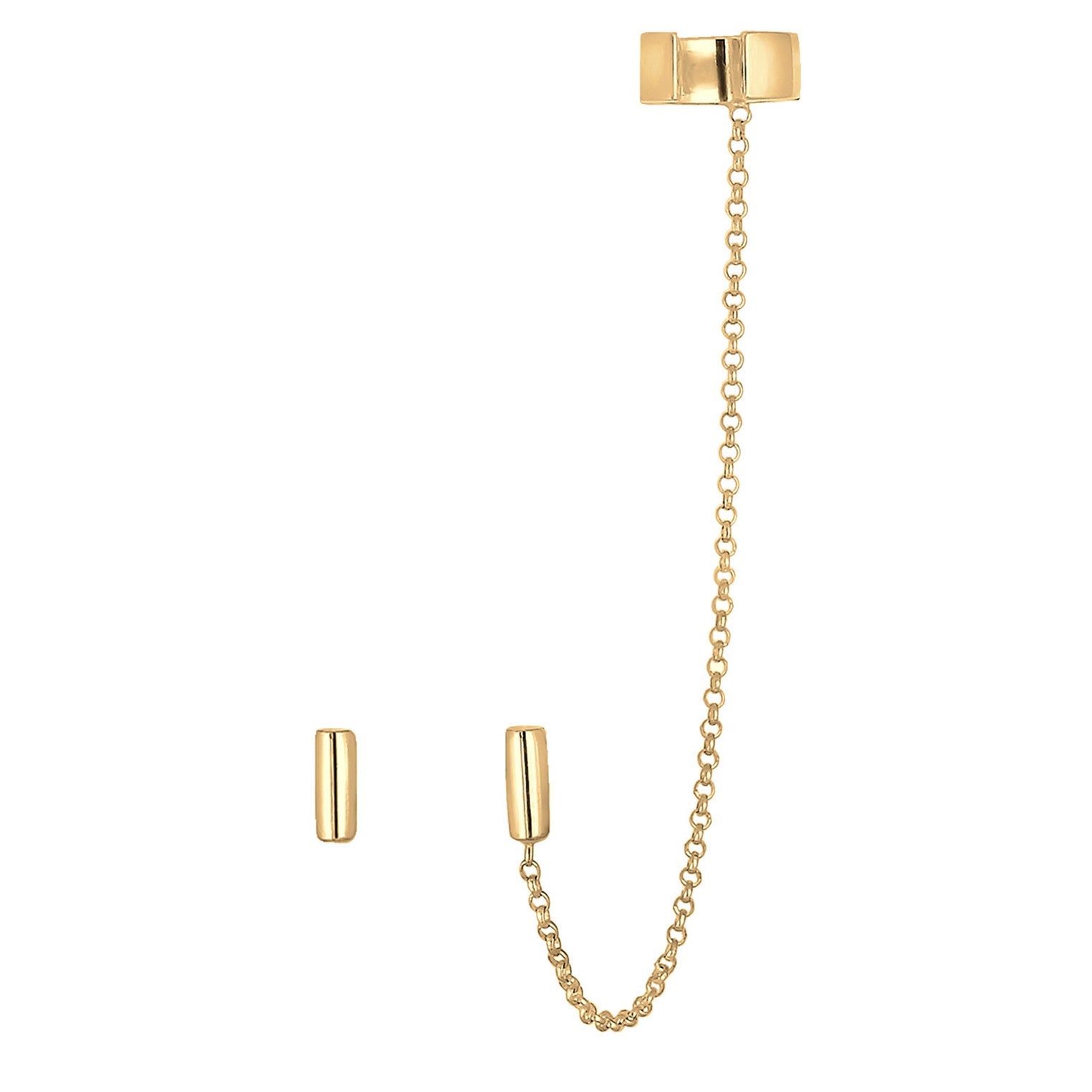 Gold - Elli | Ohrstecker Ear Chain | 925 Sterling Silber vergoldet