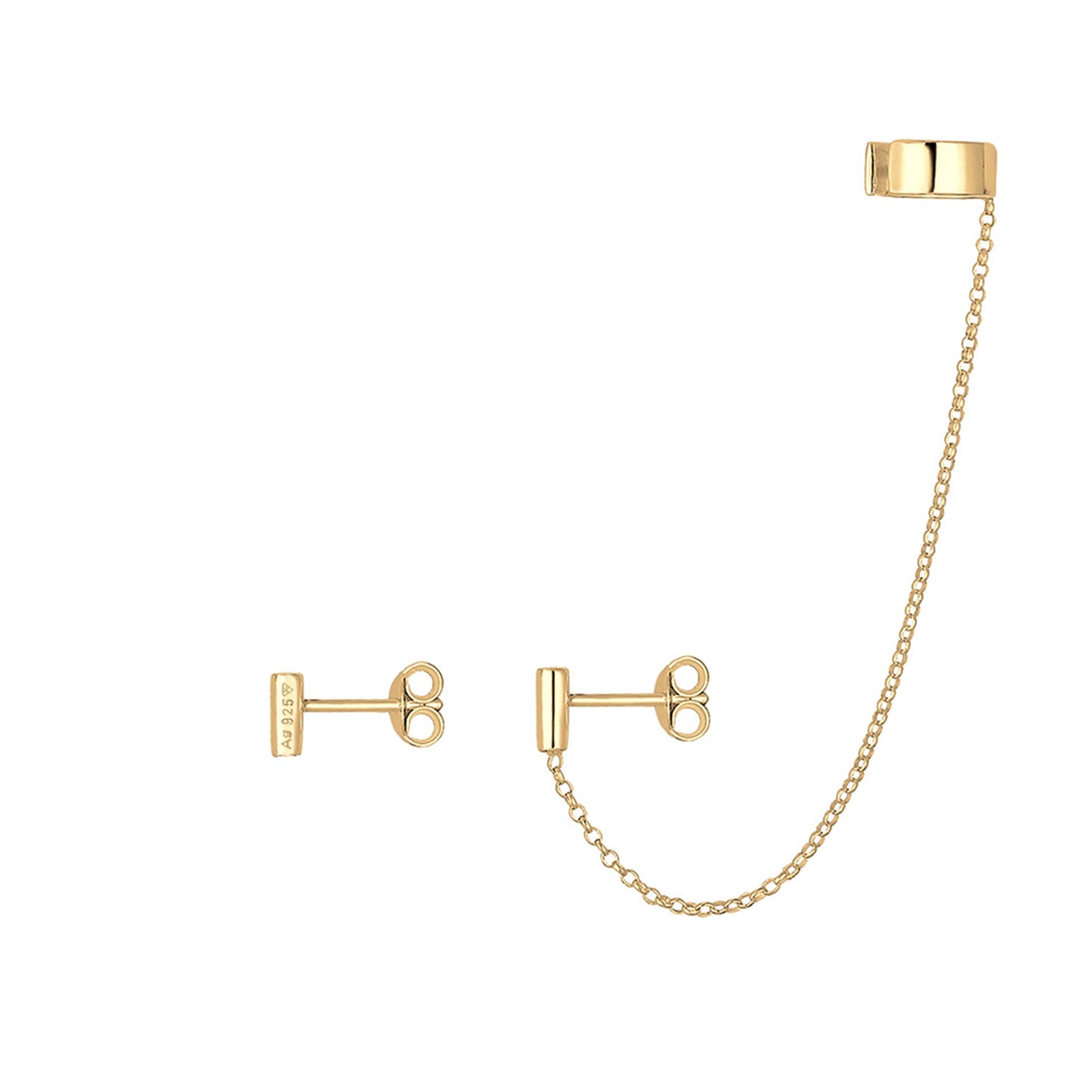 Gold - Elli | Ohrstecker Ear Chain | 925 Sterling Silber vergoldet