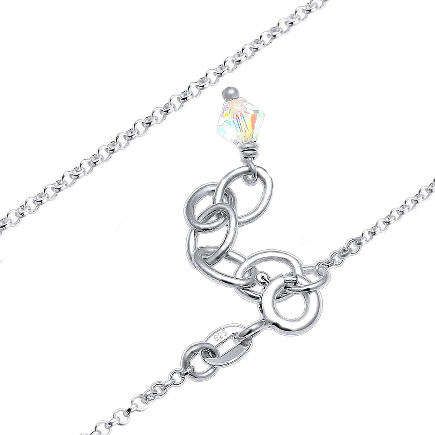 Silber - Elli | Halskette Stern | Mit Kristallen von Swarovski® (Weiß) | 925er Sterling Silber