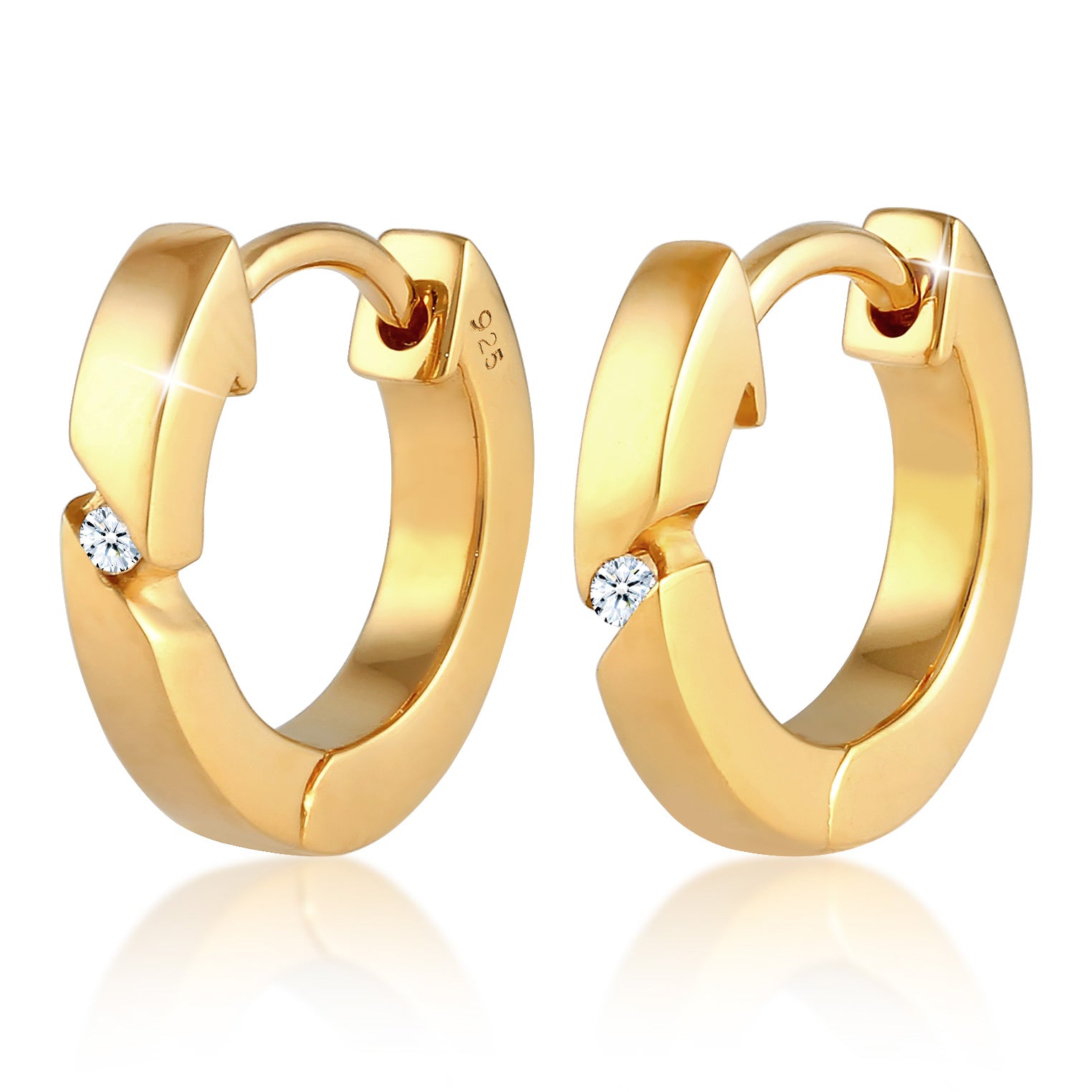 Gold - Elli DIAMONDS | Creole | Diamant ( Weiß, 0,03 ct ) | 925 Sterling Silber vergoldet
