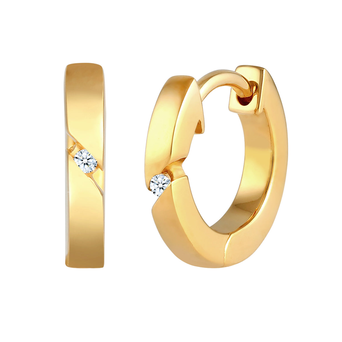Gold - Elli DIAMONDS | Creole | Diamant ( Weiß, 0,03 ct ) | 925 Sterling Silber vergoldet