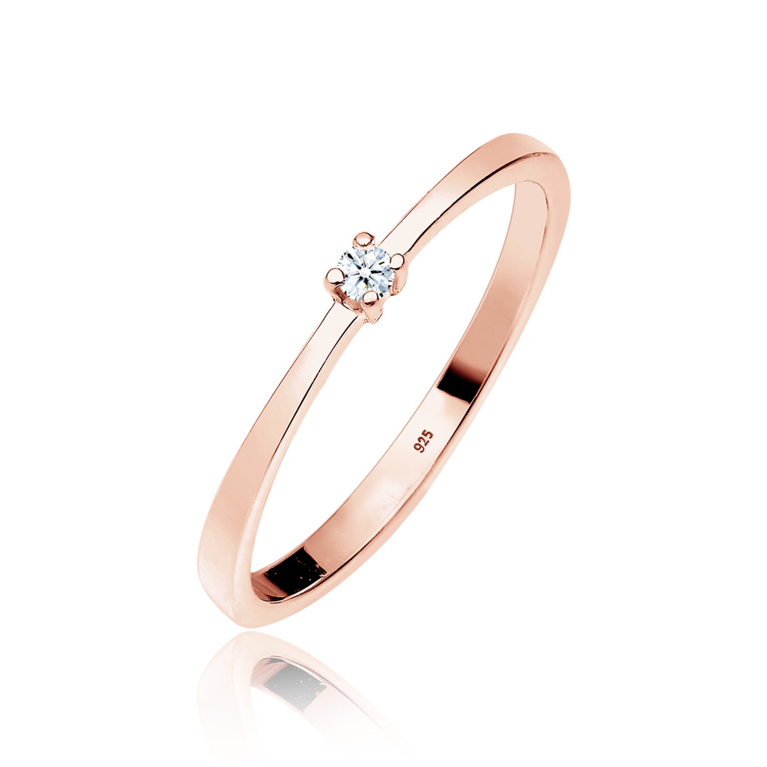 Roségold - Elli DIAMONDS | Verlobungsring | Diamant ( Weiß, 0,03 ct ) | 925 Sterling Silber Rosegold