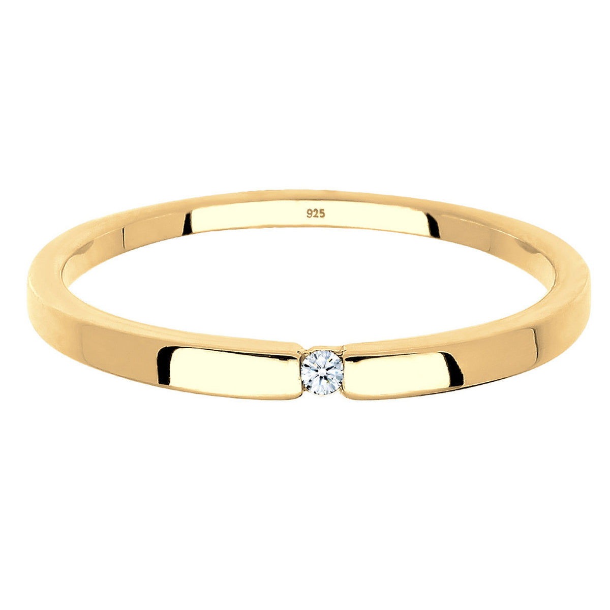 Gold - Elli DIAMONDS | Solitär-Ring | Diamant ( Weiß, 0,015 ct ) | 925 Sterling Silber vergoldet