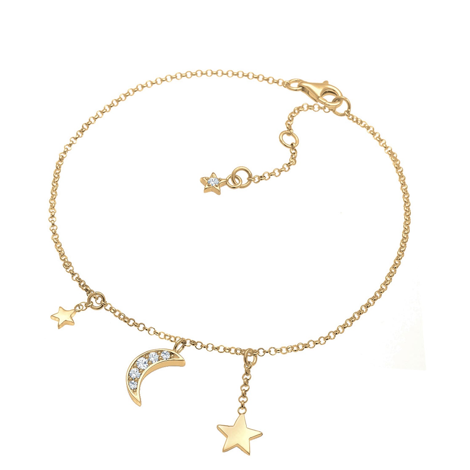Gold - Elli | Fußkettchen Astro | Mit Kristallen von Swarovski® (Weiß) | 925 Sterling Silber vergoldet