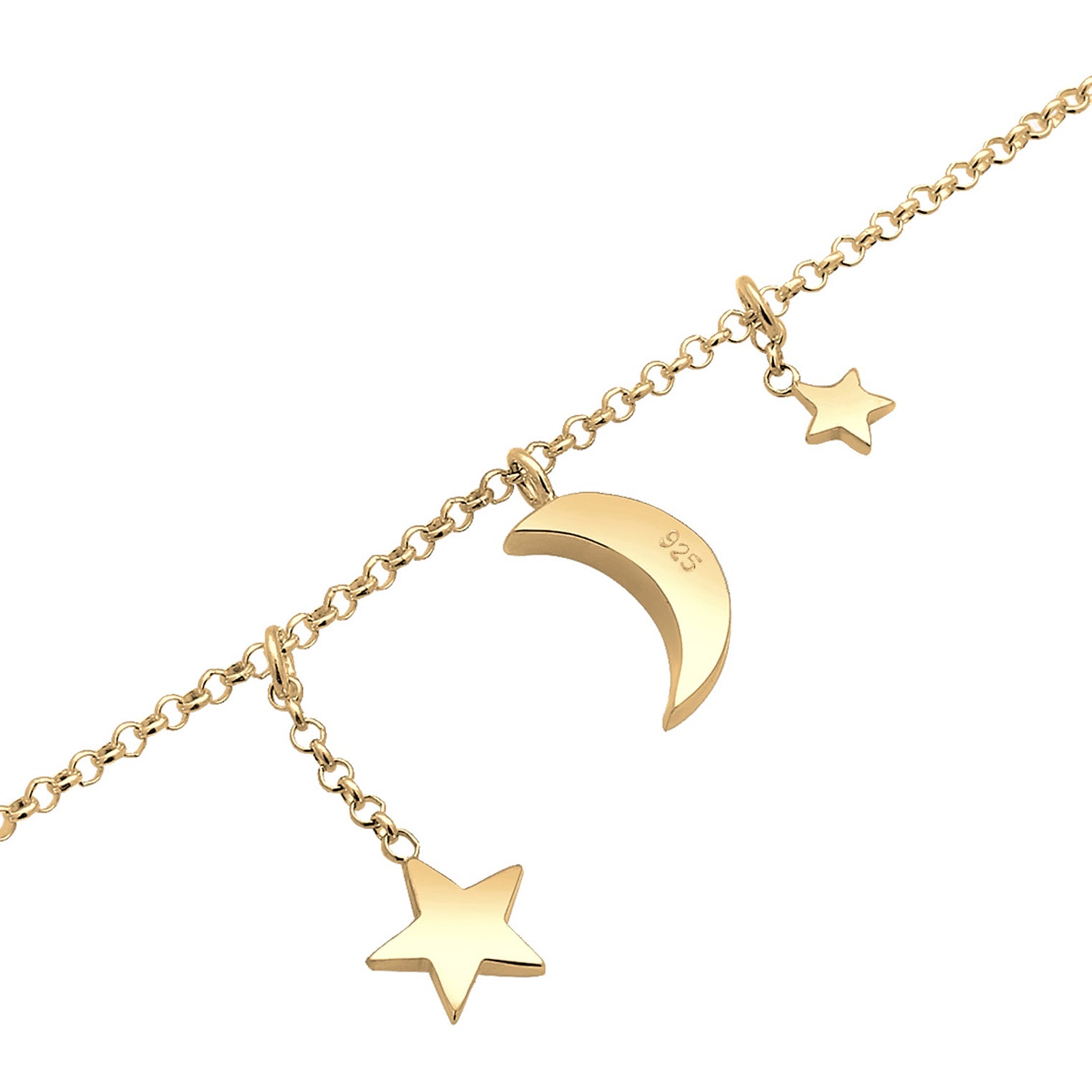 Gold - Elli | Fußkettchen Astro | Mit Kristallen von Swarovski® (Weiß) | 925 Sterling Silber vergoldet