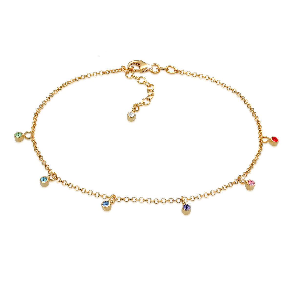 Gold - Elli | Fußkettchen | Mit Kristallen von Swarovski® (Hellblau) | 925 Sterling Silber vergoldet