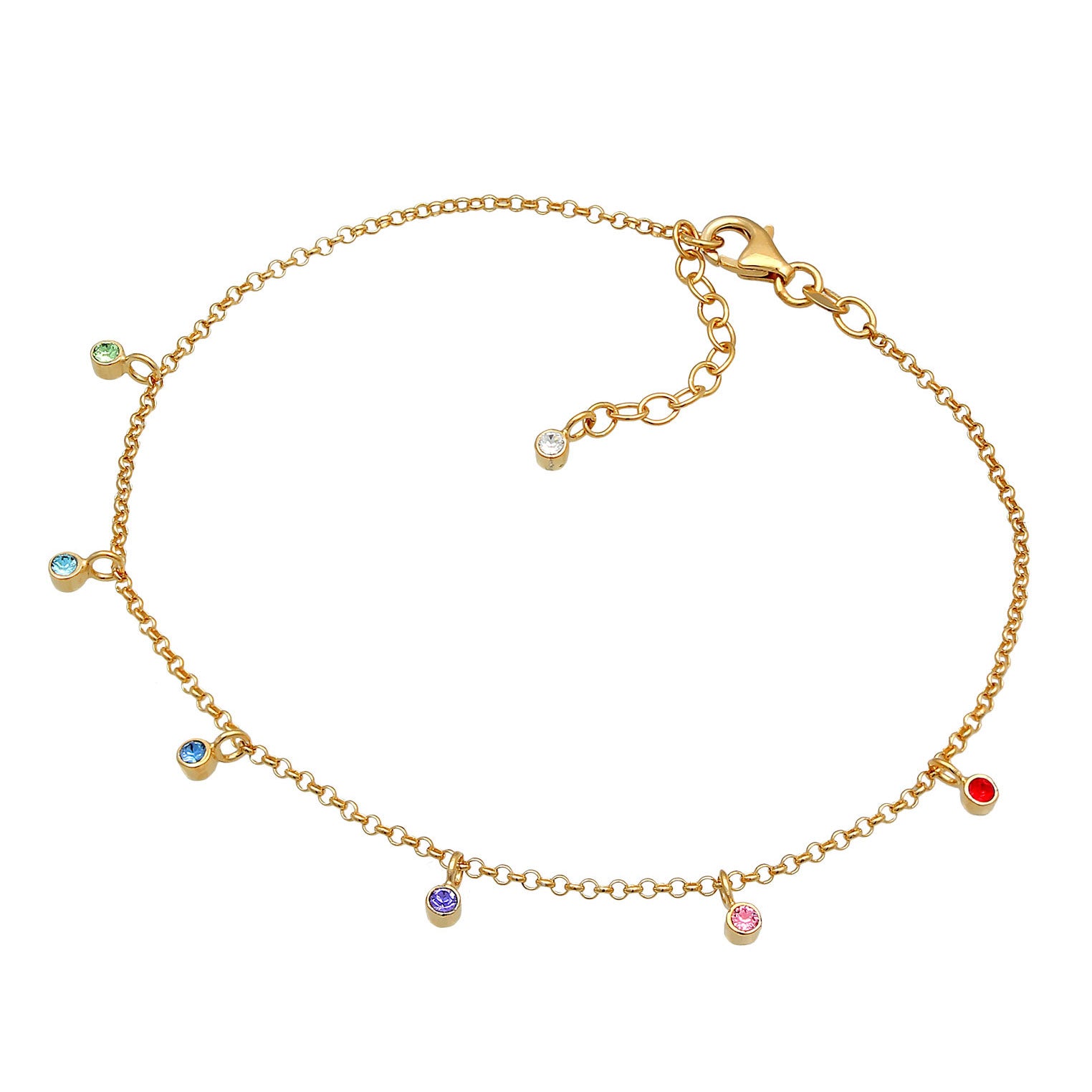 Gold - Elli | Fußkettchen | Mit Kristallen von Swarovski® (Hellblau) | 925 Sterling Silber vergoldet